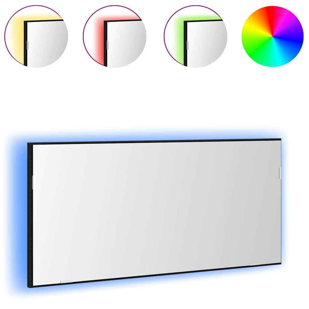 vidaXL Spiegel mit LED-Lichtleisten Schwarz Eichen-Optik 80 x 37 cm