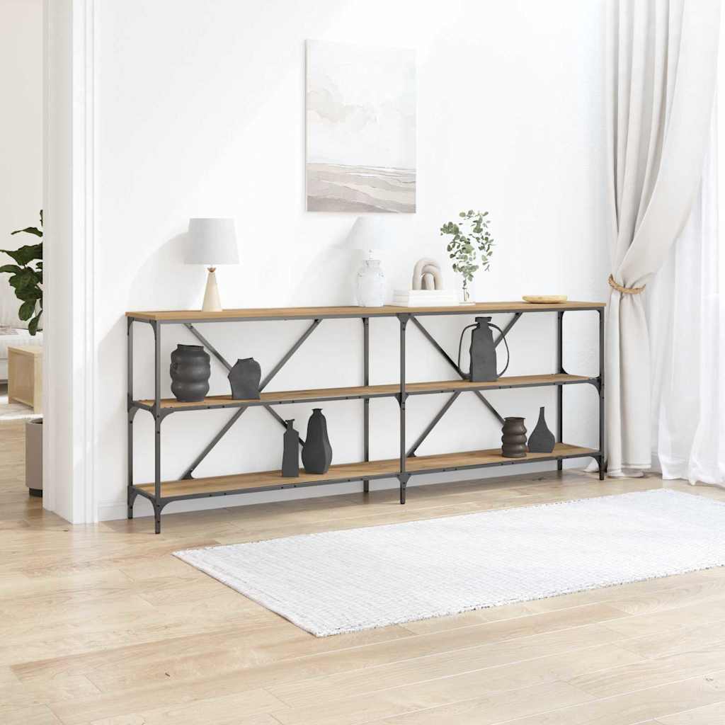 vidaXL Konsolentisch mit Regal Kunsthandwerk Eiche 200 x 30 x 75 cm