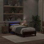 vidaXL Bettrahmen mit LED Altholz 100 x 200 cm Holzwerkstoff
