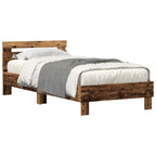 vidaXL Bettrahmen mit LED Altholz 100 x 200 cm Holzwerkstoff