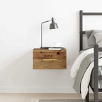 vidaXL Nachttisch Wandmontiert Altholz 35 x 35 x 20 cm Holzwerkstoff
