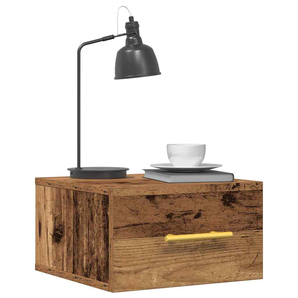 vidaXL Nachttisch Wandmontiert Altholz 35 x 35 x 20 cm Holzwerkstoff