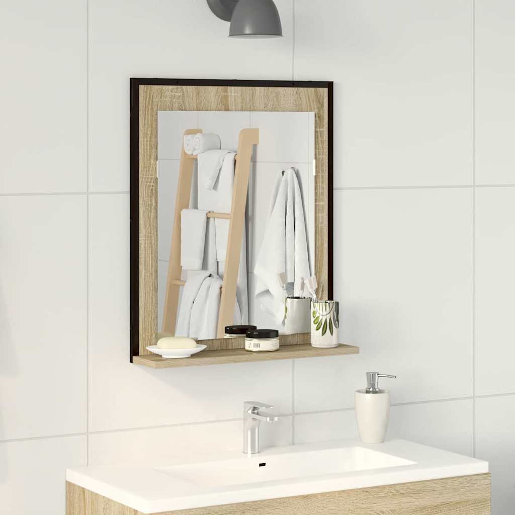 vidaXL Badezimmer Spiegel mit Regal Schwarz 50 x 12 x 60 cm