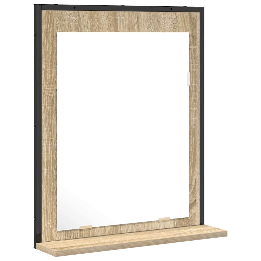 vidaXL Badezimmer Spiegel mit Regal Schwarz 50 x 12 x 60 cm