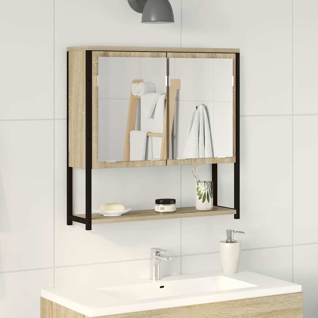 vidaXL Badezimmer Spiegel mit Regal Wandmontiert Beige 60 x 16 x 60 cm