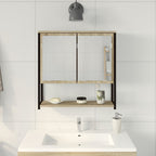 vidaXL Badezimmer Spiegel mit Regal Wandmontiert Beige 60 x 16 x 60 cm