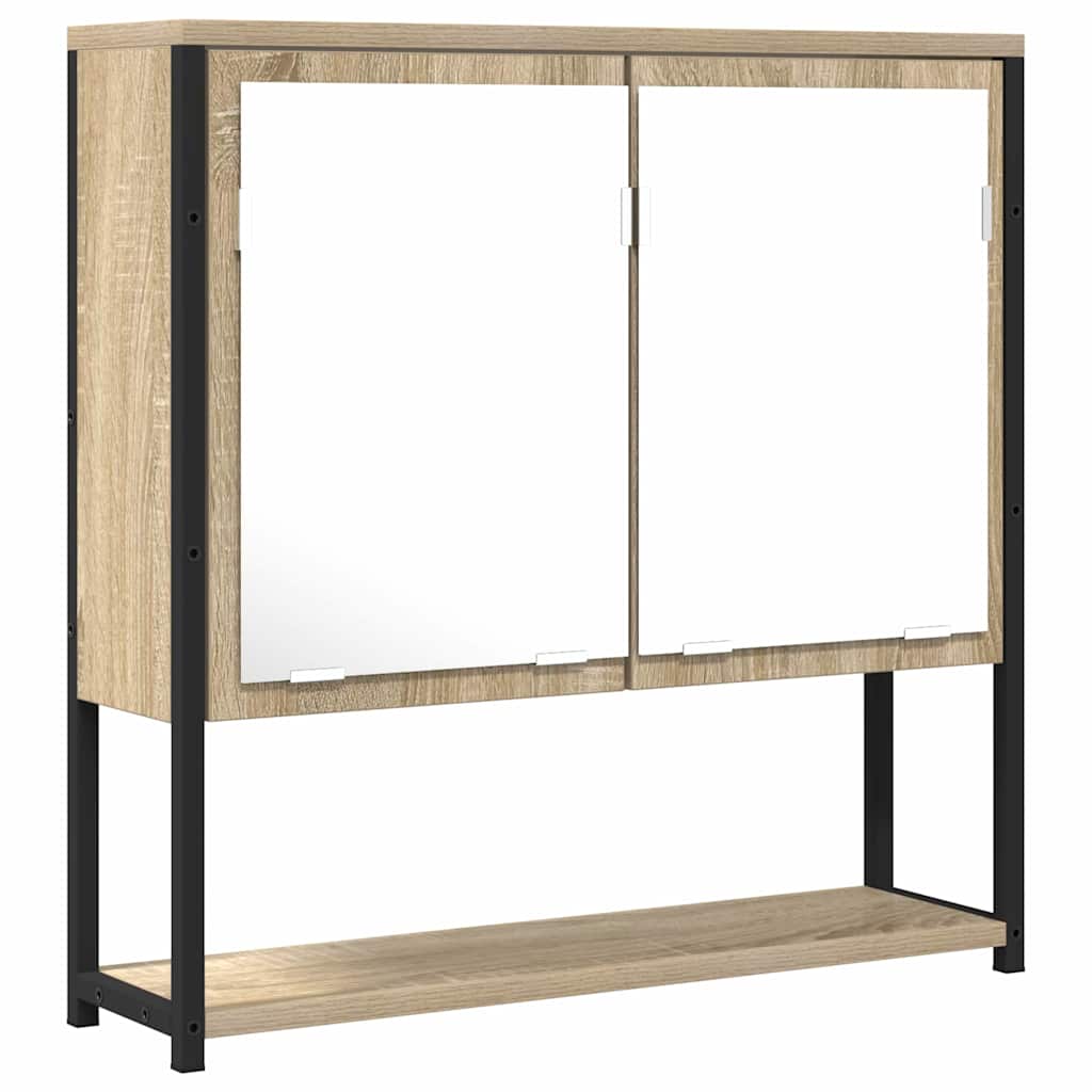 vidaXL Badezimmer Spiegel mit Regal Wandmontiert Beige 60 x 16 x 60 cm