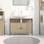 vidaXL Waschbeckenschrank mit Tür Braun 80 x 30 x 60 cm Holzwerkstoff