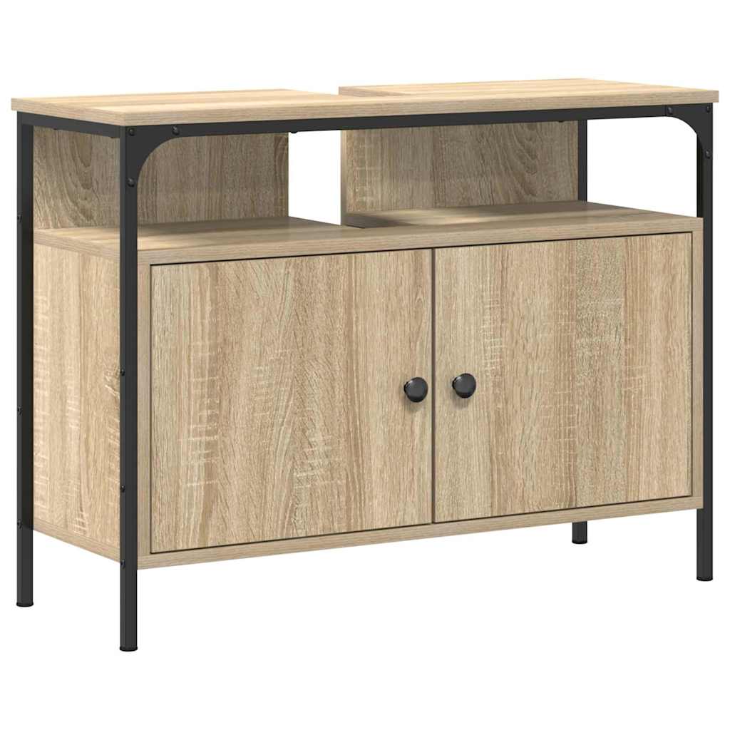 vidaXL Waschbeckenschrank mit Tür Braun 80 x 30 x 60 cm Holzwerkstoff