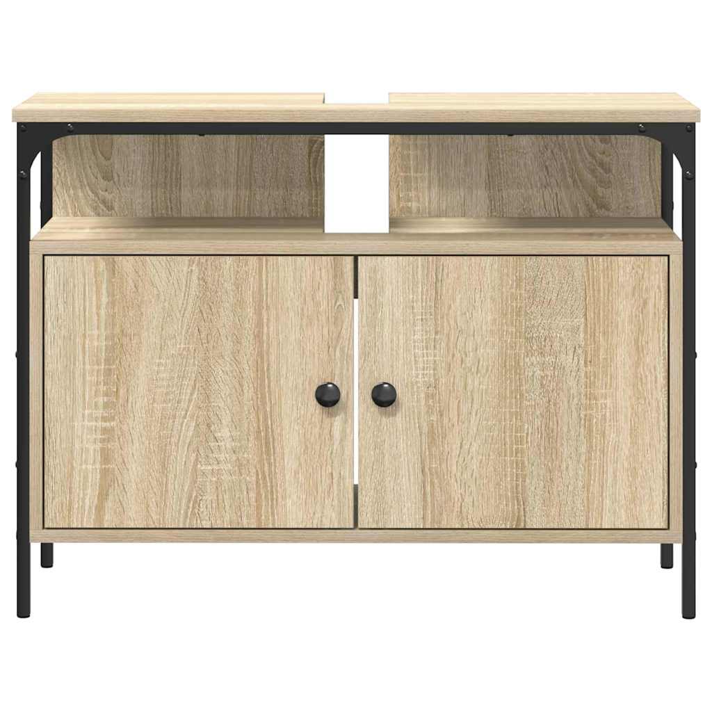 vidaXL Waschbeckenschrank mit Tür Braun 80 x 30 x 60 cm Holzwerkstoff
