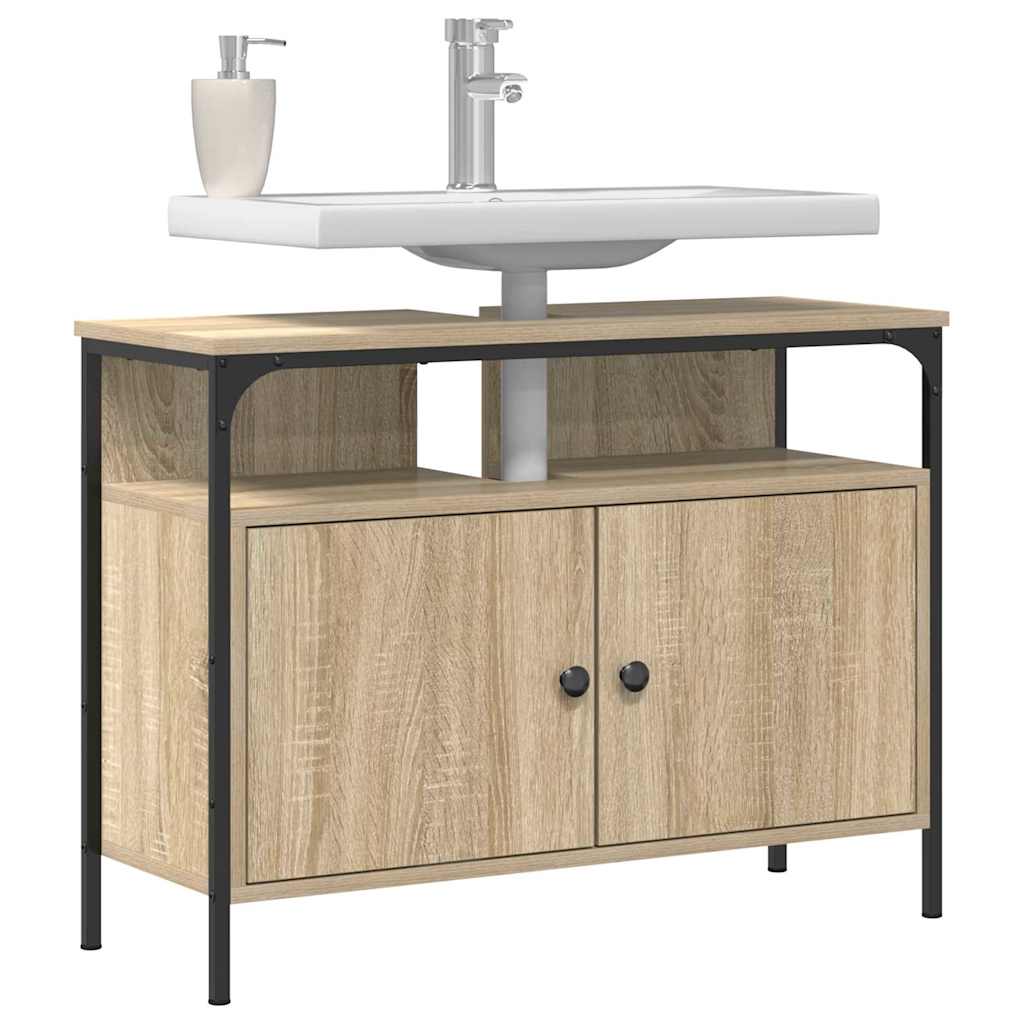 vidaXL Waschbeckenschrank mit Tür Braun 80 x 30 x 60 cm Holzwerkstoff