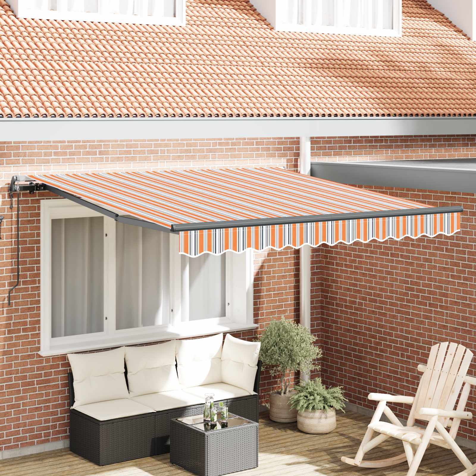 vidaXL Einziehbare Markise Mehrfarbig 300 x 250 cm Stoff und Aluminium