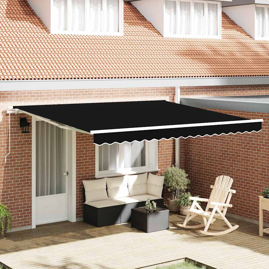 vidaXL Markise Schwarz 400 x 300 cm Polyester und Metall