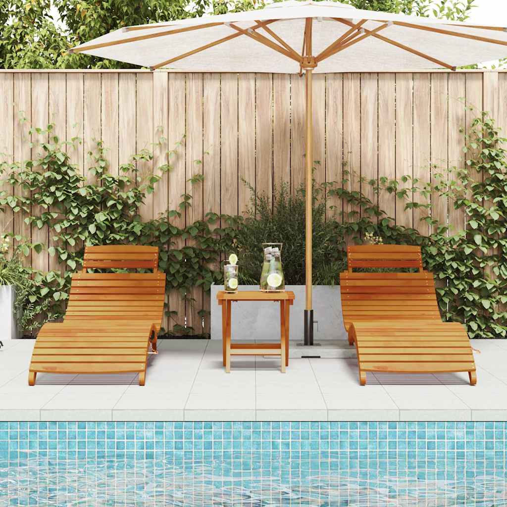 vidaXL Sonnenliege 2 pcs Braun 55 x 184 x 64cm Massivholz Akazie