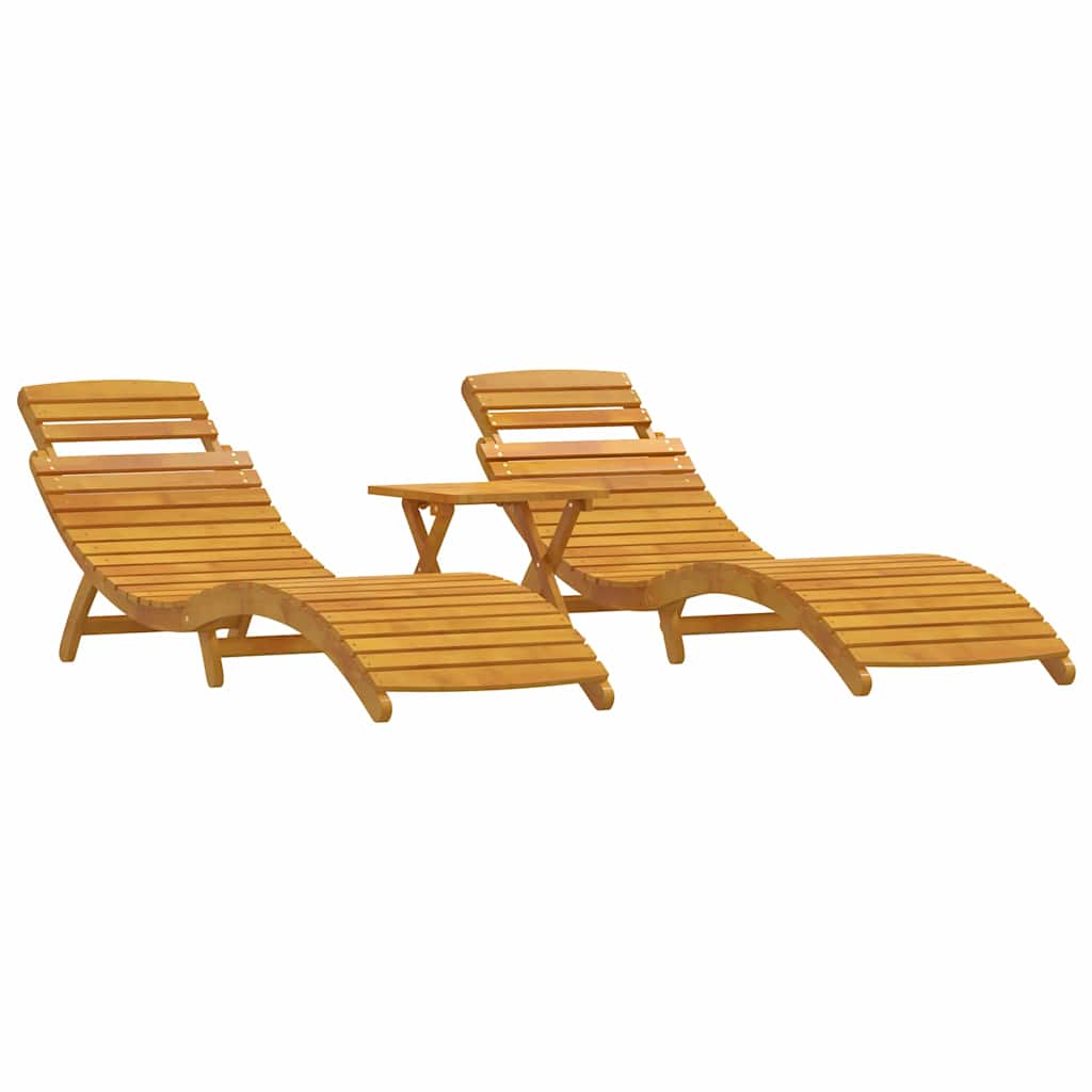 vidaXL Sonnenliege 3 pcs Braun Massivholz Akazie