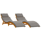 vidaXL Sonnenliege mit Kissen 2 pcs Grau Massivholz Akazie