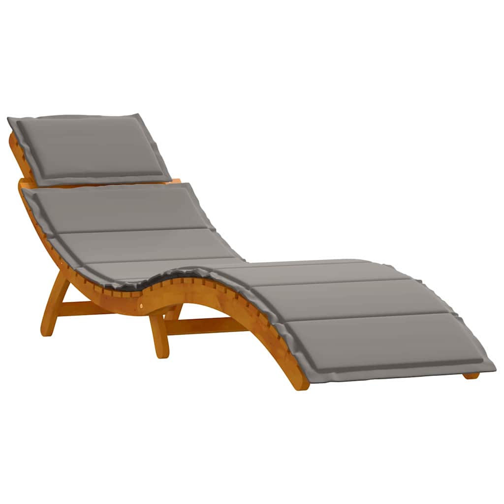 vidaXL Sonnenliege mit Kissen 2 pcs Grau Massivholz Akazie