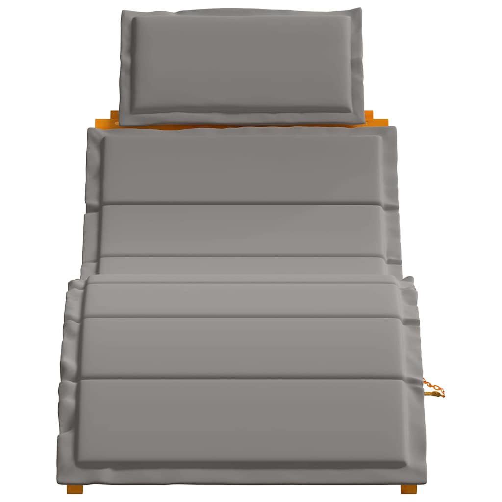 vidaXL Sonnenliege mit Kissen 2 pcs Grau Massivholz Akazie