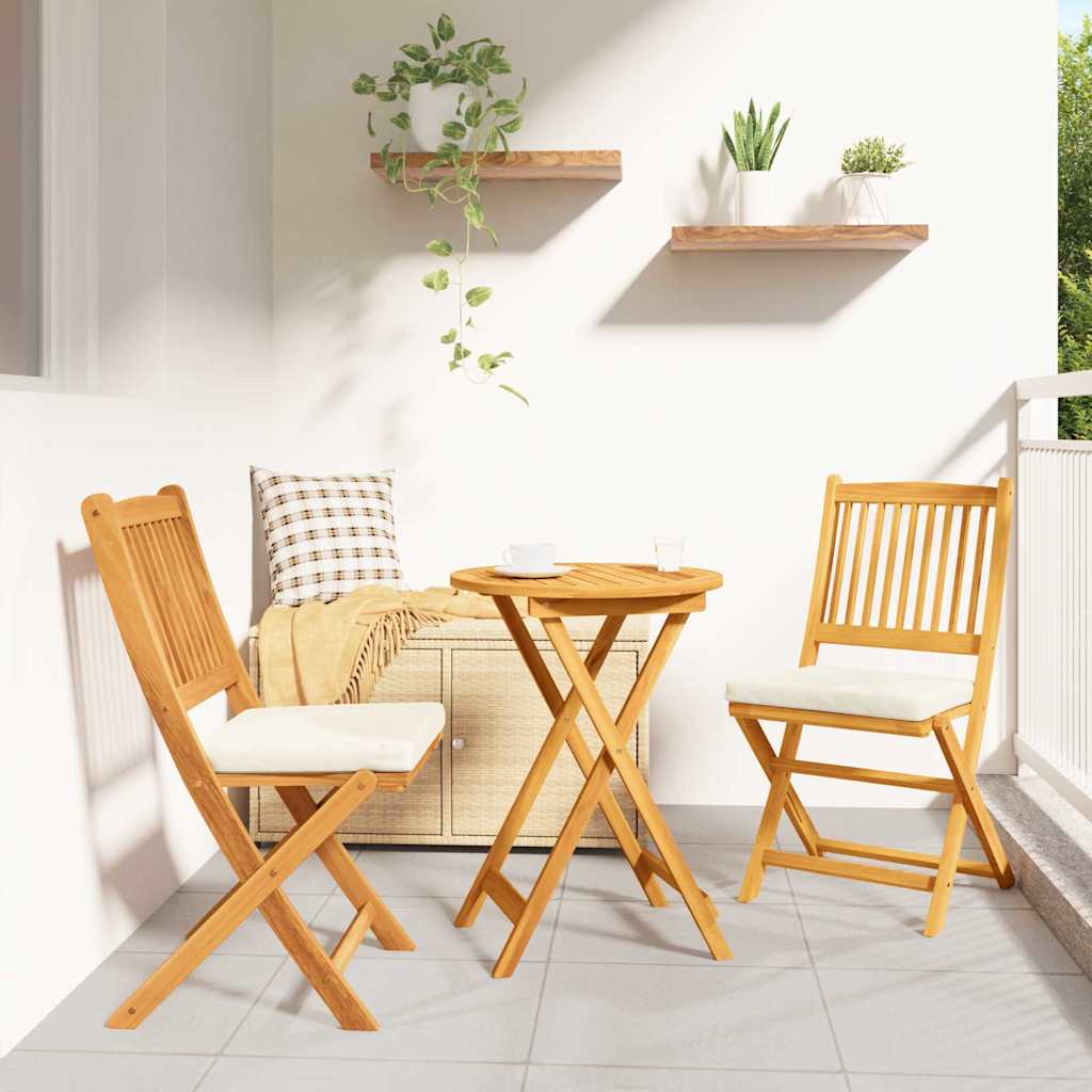 vidaXL Klappstuhl mit Kissen 2 pcs Braun Massivholz Akazie