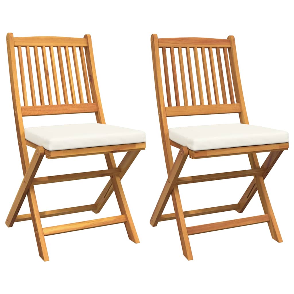vidaXL Klappstuhl mit Kissen 2 pcs Braun Massivholz Akazie