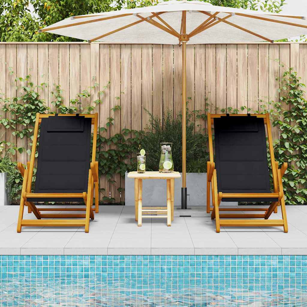 vidaXL Liegestuhl mit Kissen 2 pcs Braun Massivholz Akazie