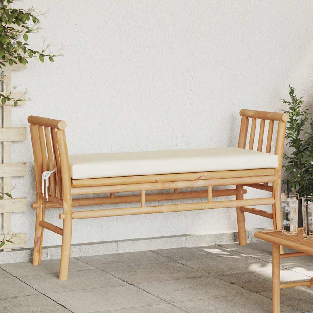 vidaXL Gartenbank mit Kissen Braun 110 x 38 x 65cm Bambus