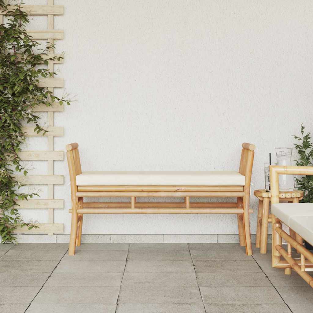 vidaXL Gartenbank mit Kissen Braun 110 x 38 x 65cm Bambus
