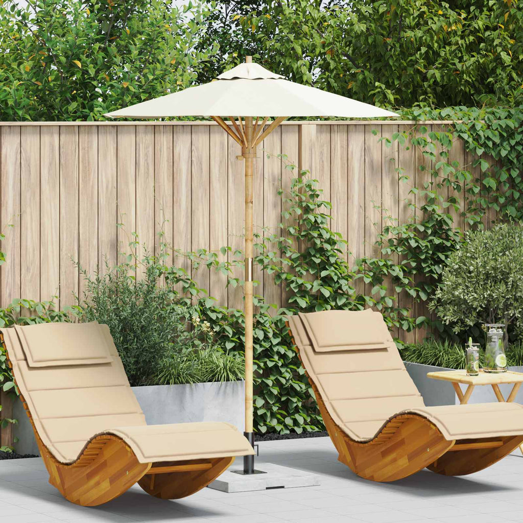 vidaXL Garten-Sonnenschirm Cremeweiß Ø 150 x 210 cm Bambus