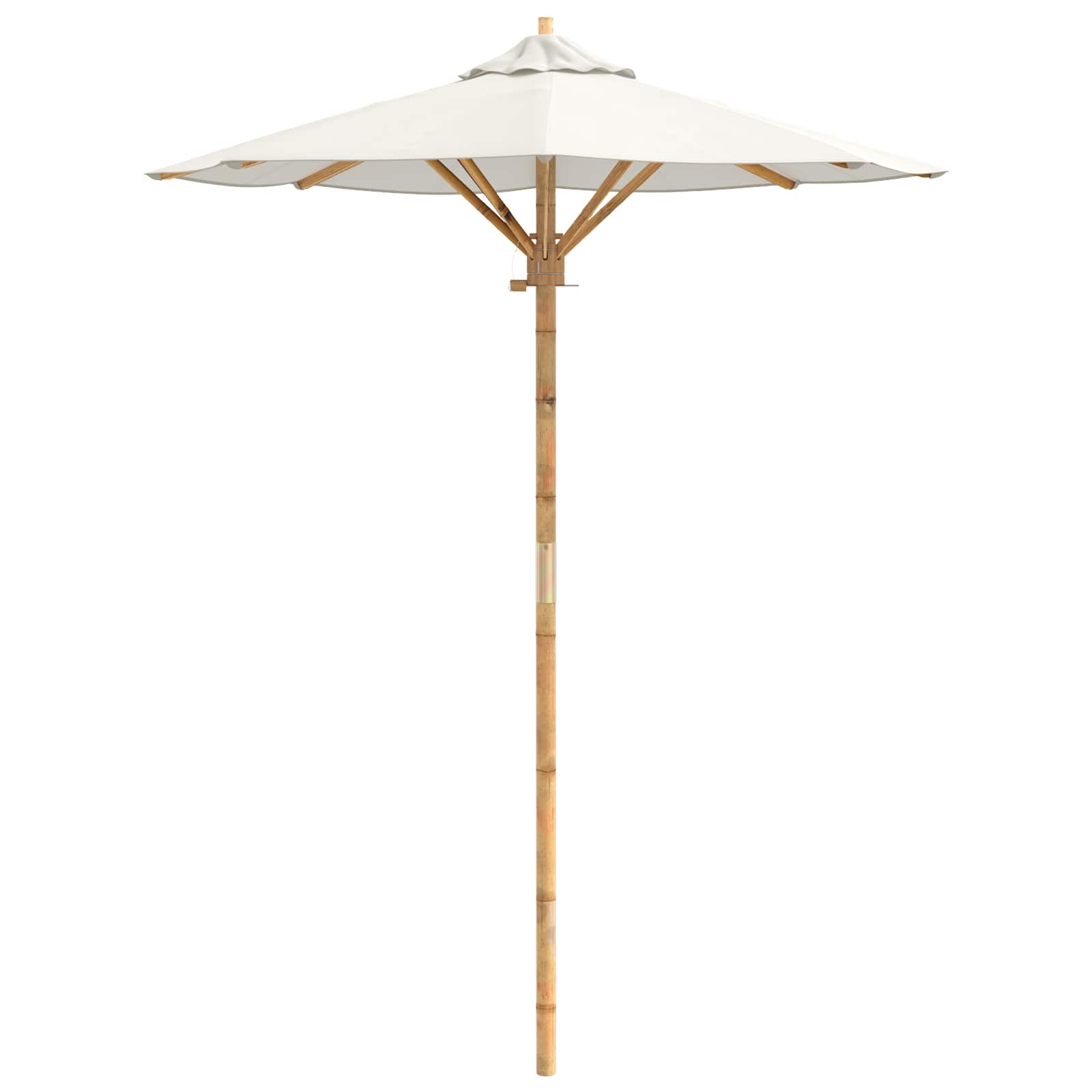 vidaXL Garten-Sonnenschirm Cremeweiß Ø 150 x 210 cm Bambus