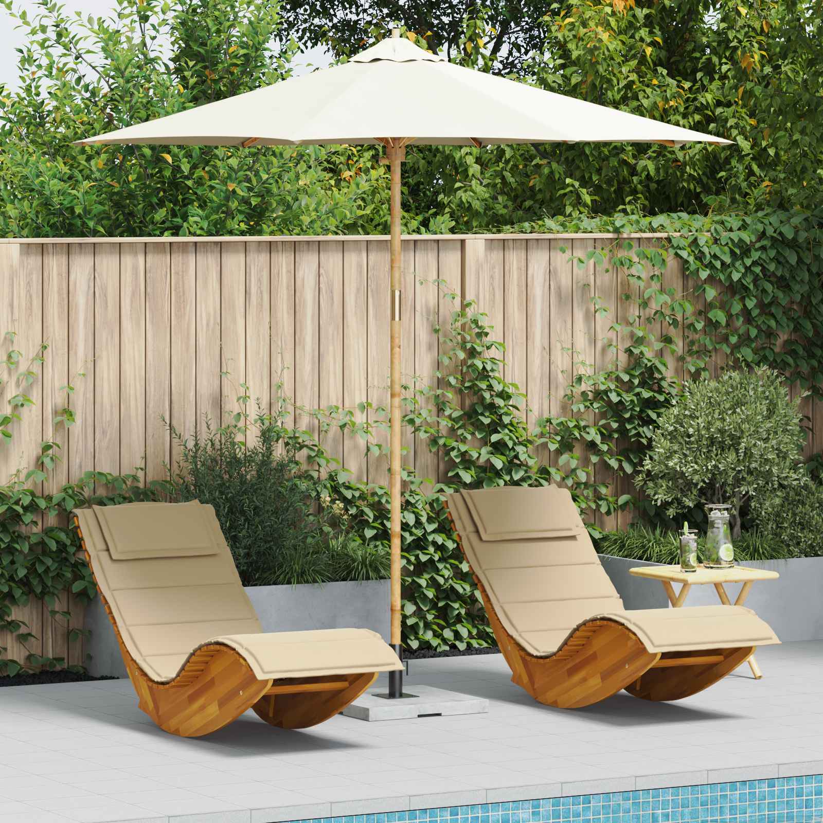 vidaXL Garten-Sonnenschirm Cremeweiß Ø 150 x 210 cm Bambus