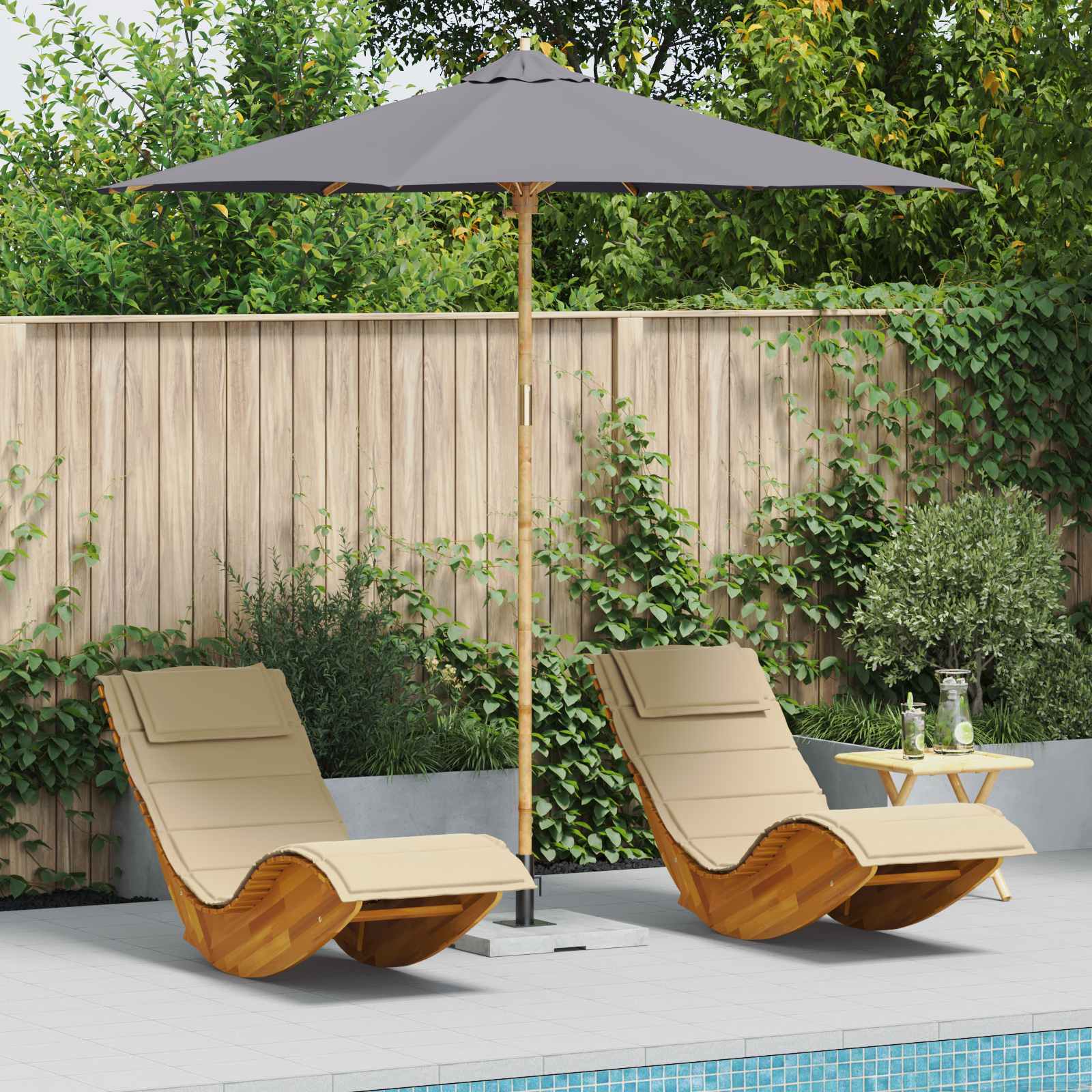 vidaXL Garten-Sonnenschirm Cremeweiß Ø 150 x 210 cm Bambus