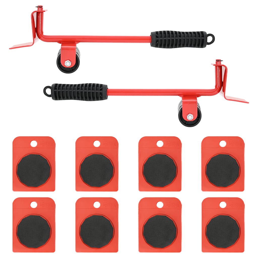vidaXL Möbelrollen 8 Stück mit Hebern Rot 9,8x7,5x3 cm 150 kg