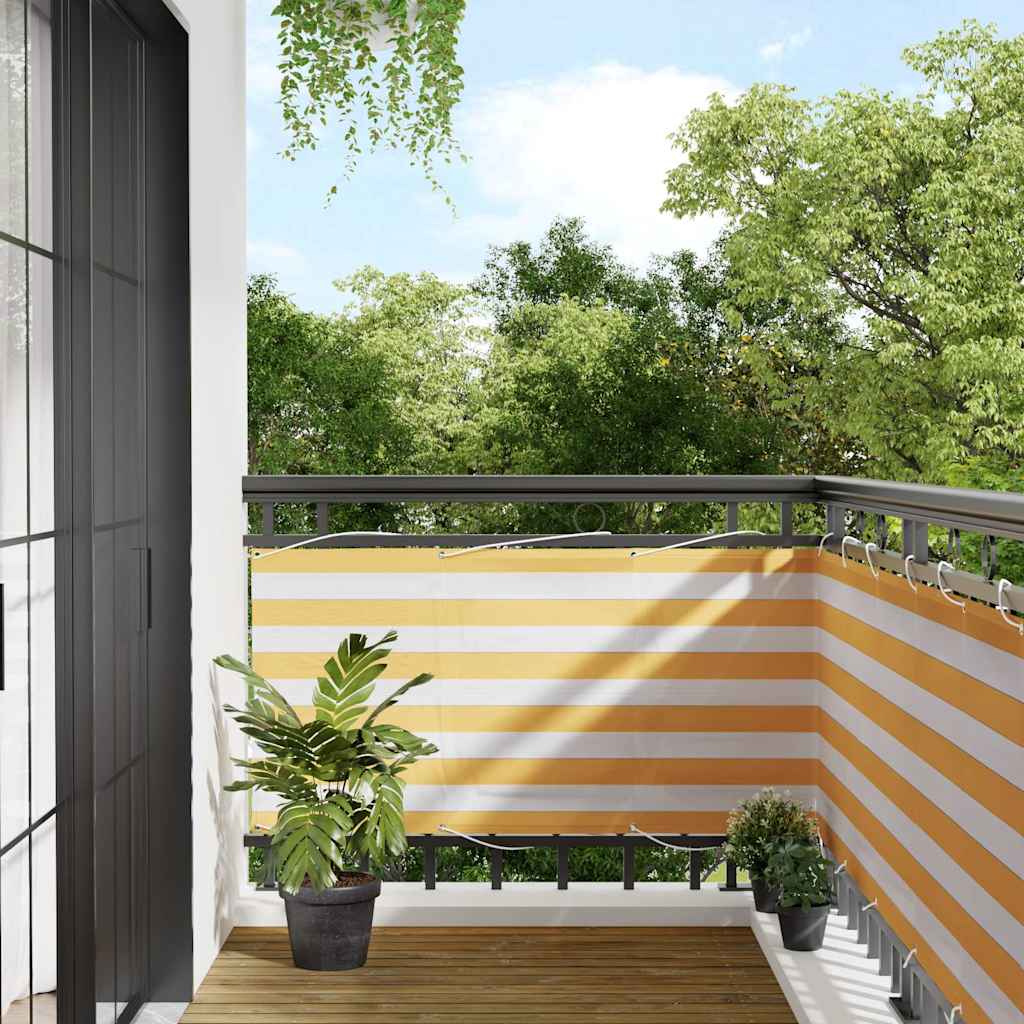 vidaXL Balkon-Sichtschutz Gelb und Weiß Gestreift 75x700 cm
