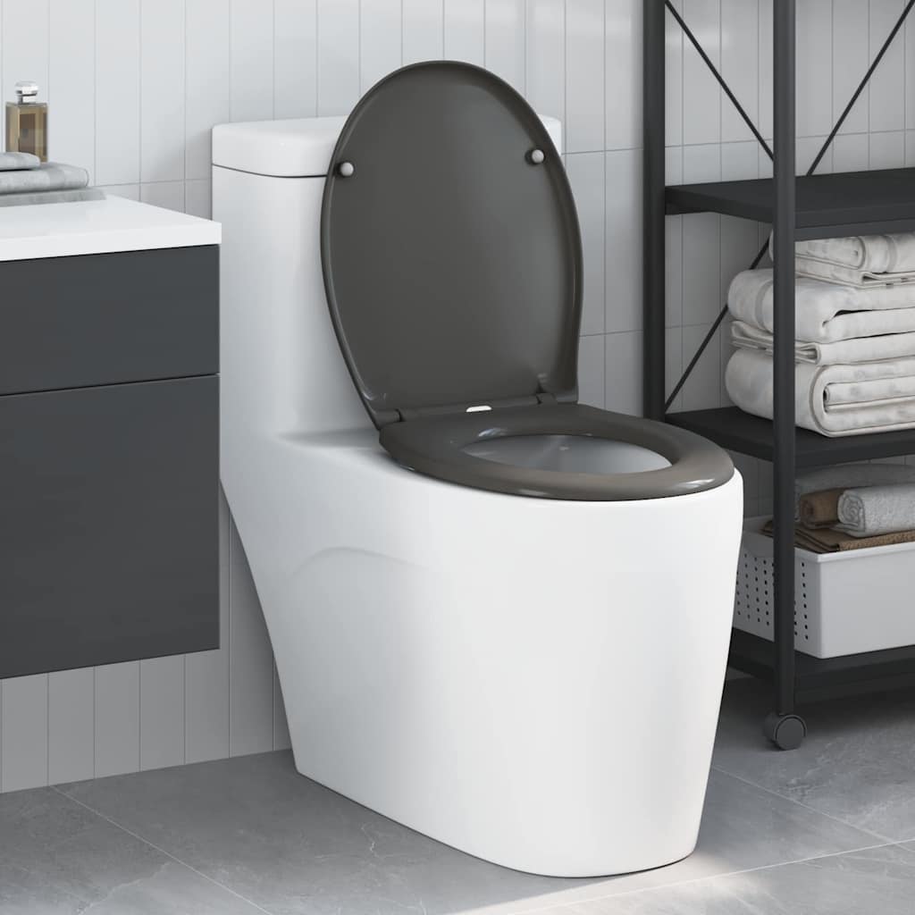 vidaXL Toilettensitz Anthrazit 47 x 37 x 4 cm Duroplast
