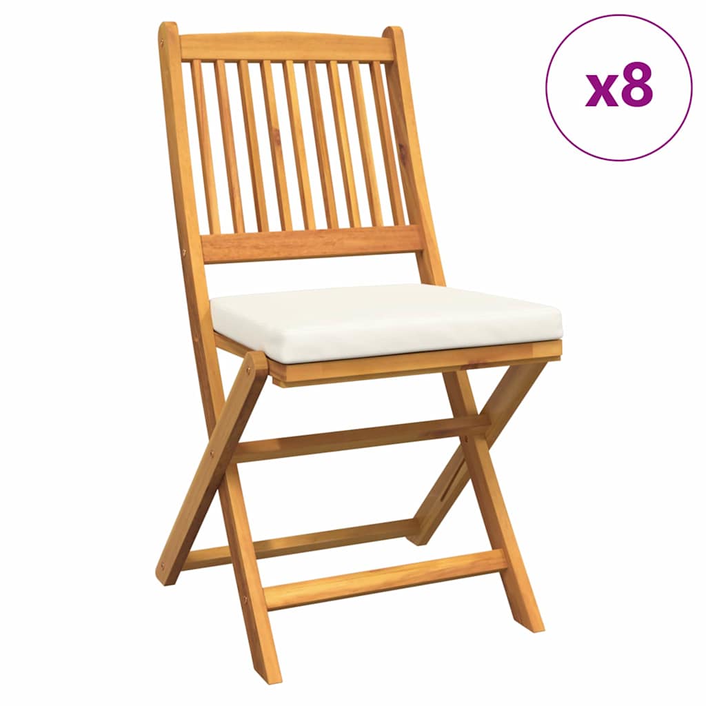 vidaXL Klappstuhl 8 pcs Weiß 49 x 57,5 x 92 cm Massivholz Akazie