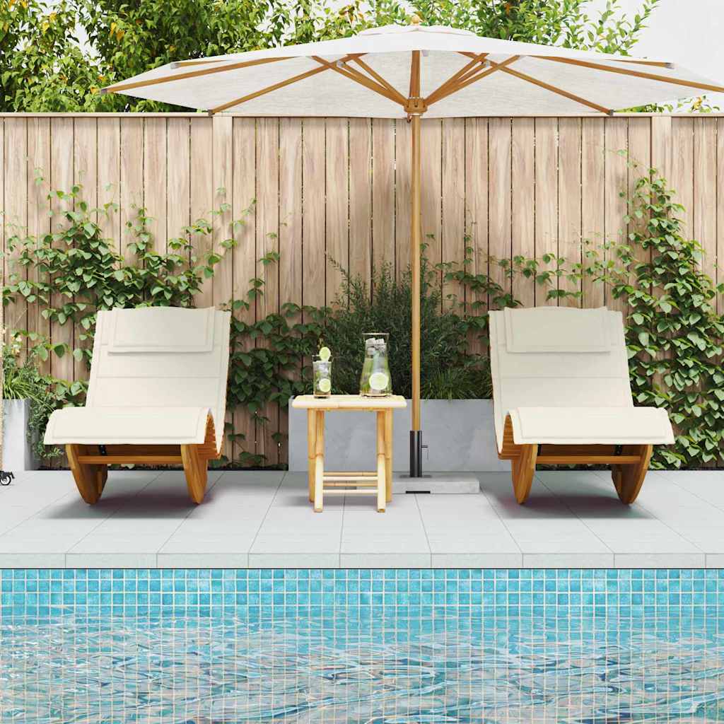 vidaXL Sonnenliege mit Kissen 2-Person 2 pcs Braun Massivholz Akazie