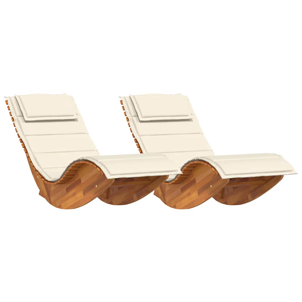 vidaXL Sonnenliege mit Kissen 2-Person 2 pcs Braun Massivholz Akazie