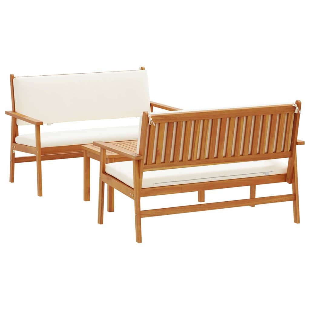 vidaXL Gartensofa-set 3 pcs Braun 120 x 65,5 x 79 cm Massivholz Akazie