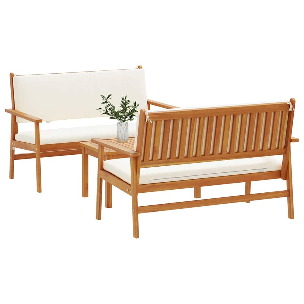 vidaXL Gartensofa-set 3 pcs Braun 120 x 65,5 x 79 cm Massivholz Akazie