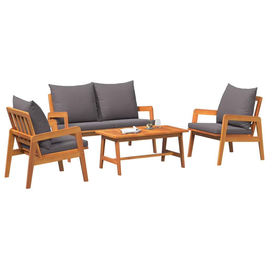 vidaXL Bistrogarnitur mit Kissen 4 pcs Braun Massivholz Akazie