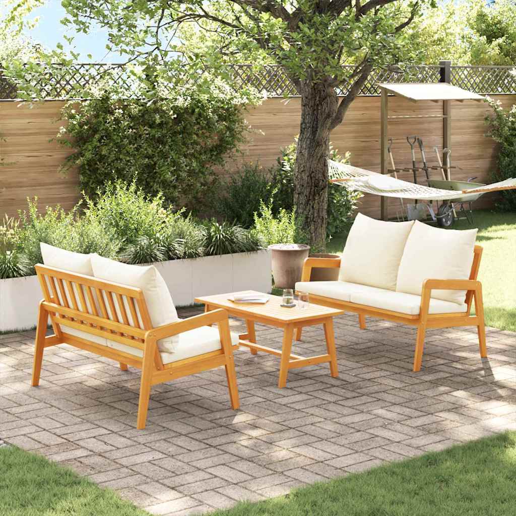 vidaXL Bistrogarnitur mit Kissen 3 pcs Braun Massivholz Akazie