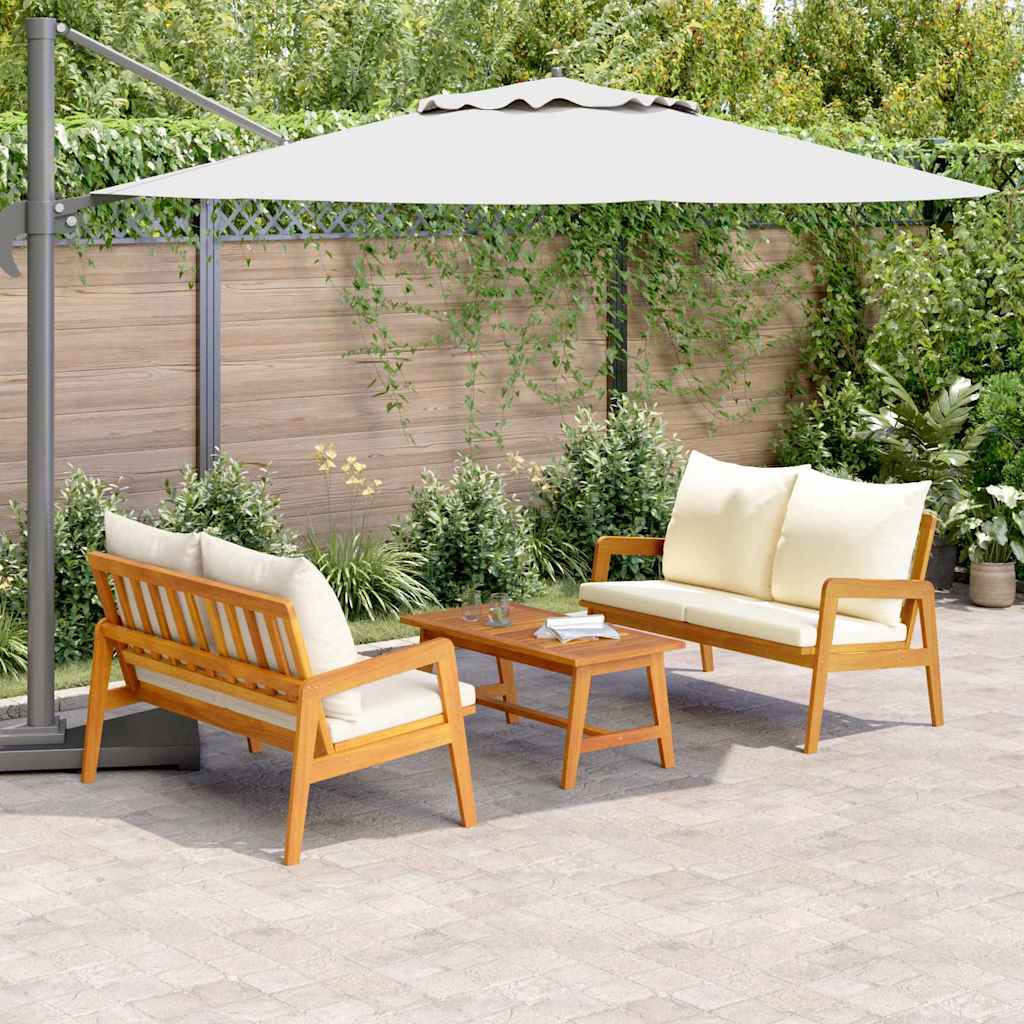 vidaXL Bistrogarnitur mit Kissen 3 pcs Braun Massivholz Akazie