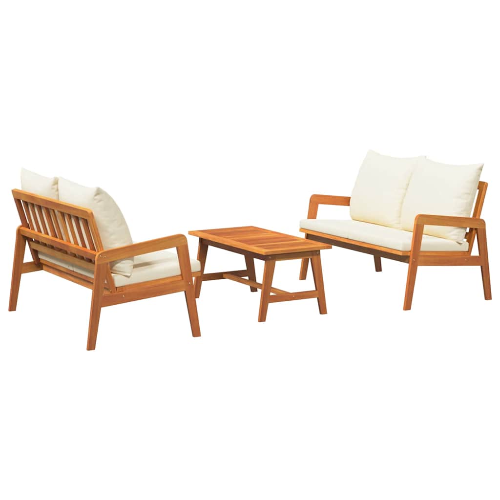 vidaXL Bistrogarnitur mit Kissen 3 pcs Braun Massivholz Akazie