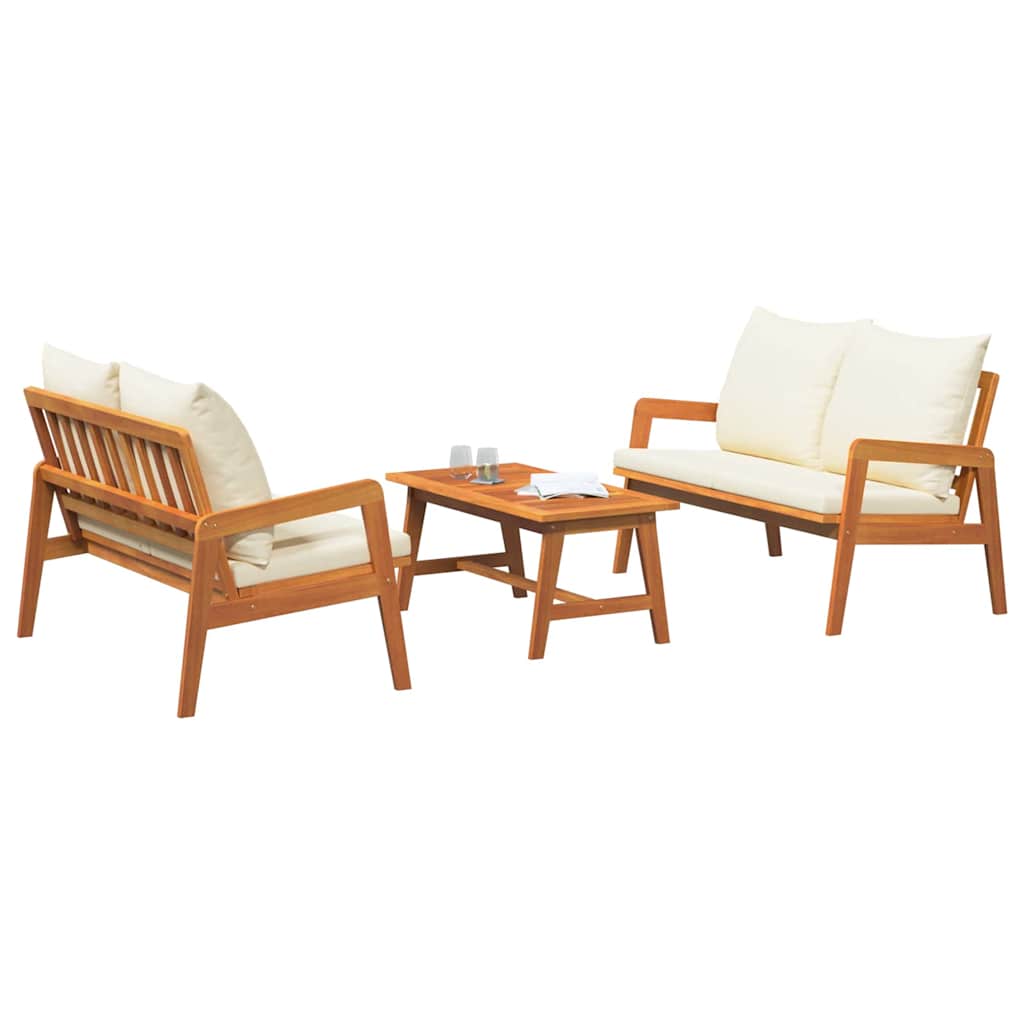 vidaXL Bistrogarnitur mit Kissen 3 pcs Braun Massivholz Akazie