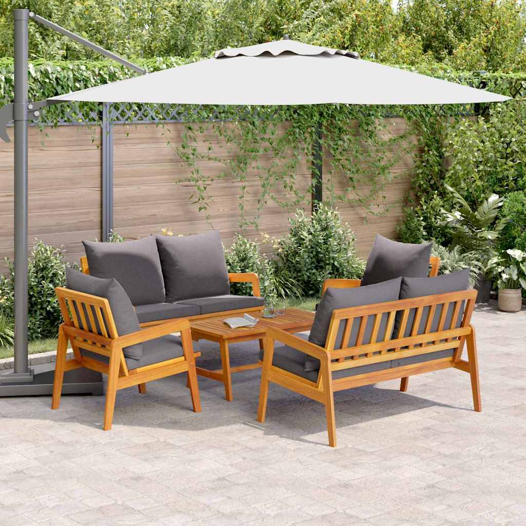 vidaXL Bistrogarnitur mit Kissen 5 pcs Braun Massivholz Akazie