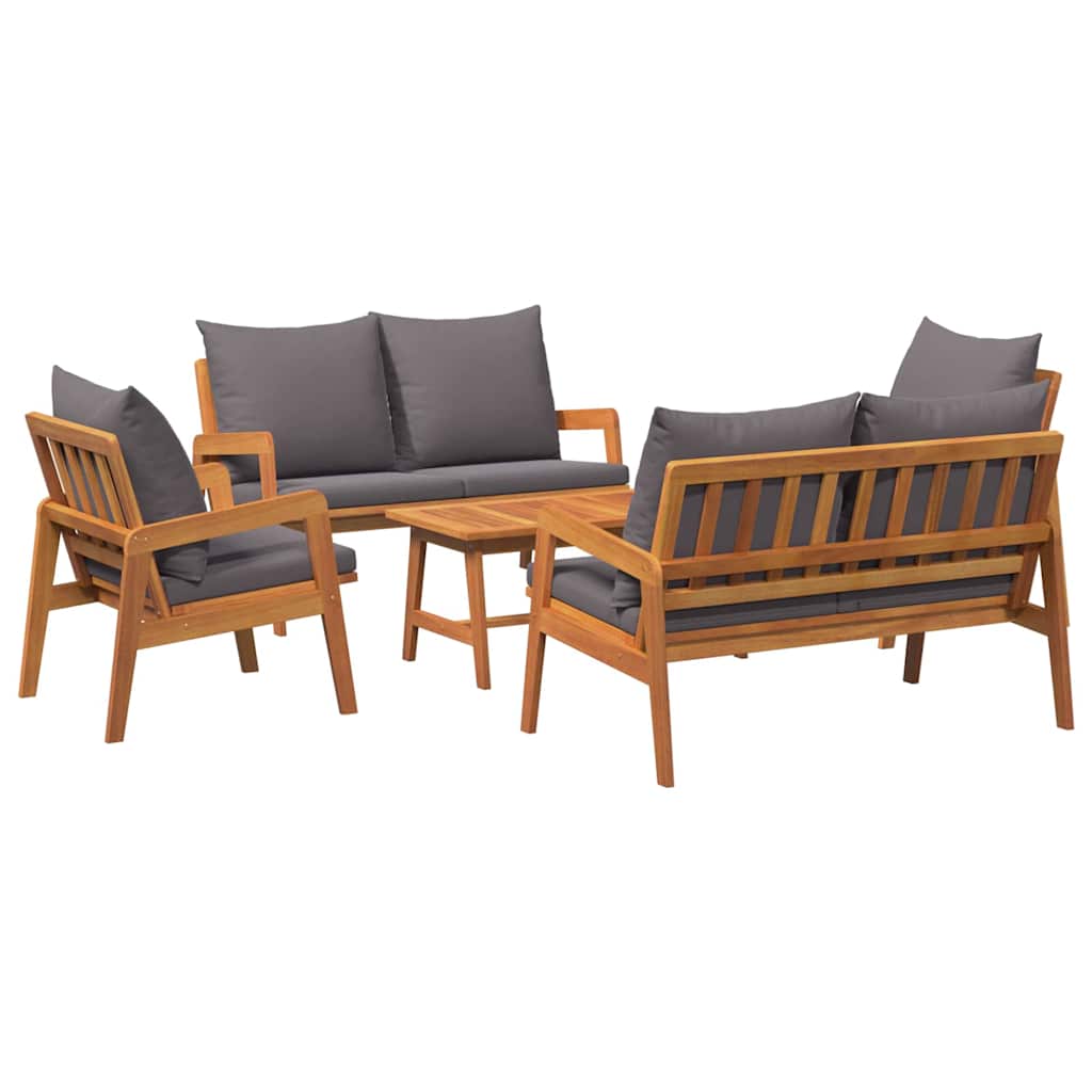 vidaXL Bistrogarnitur mit Kissen 5 pcs Braun Massivholz Akazie