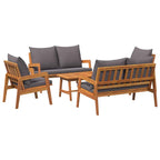 vidaXL Bistrogarnitur mit Kissen 5 pcs Braun Massivholz Akazie