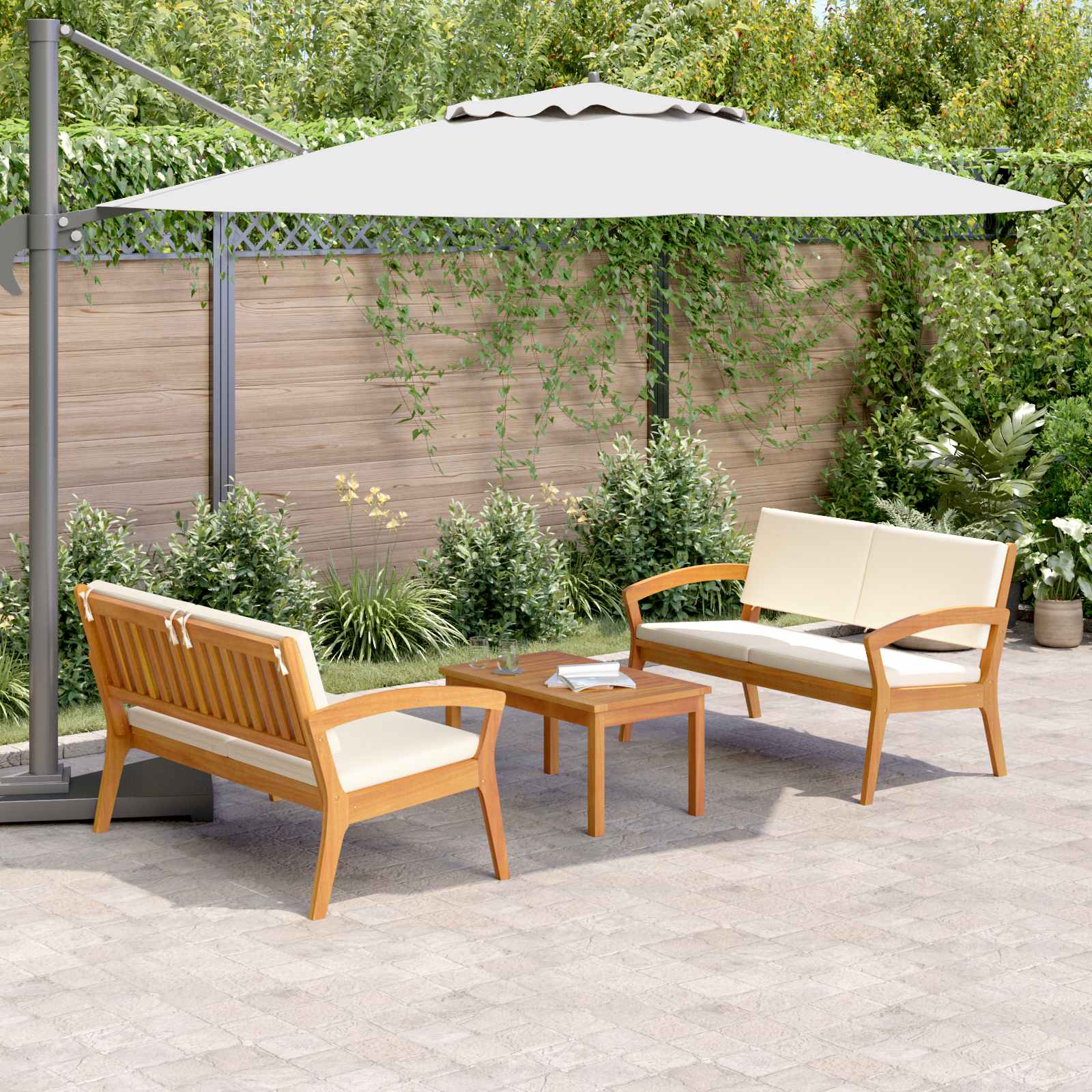 vidaXL Bistrogarnitur mit Kissen 3 pcs Braun Polyester