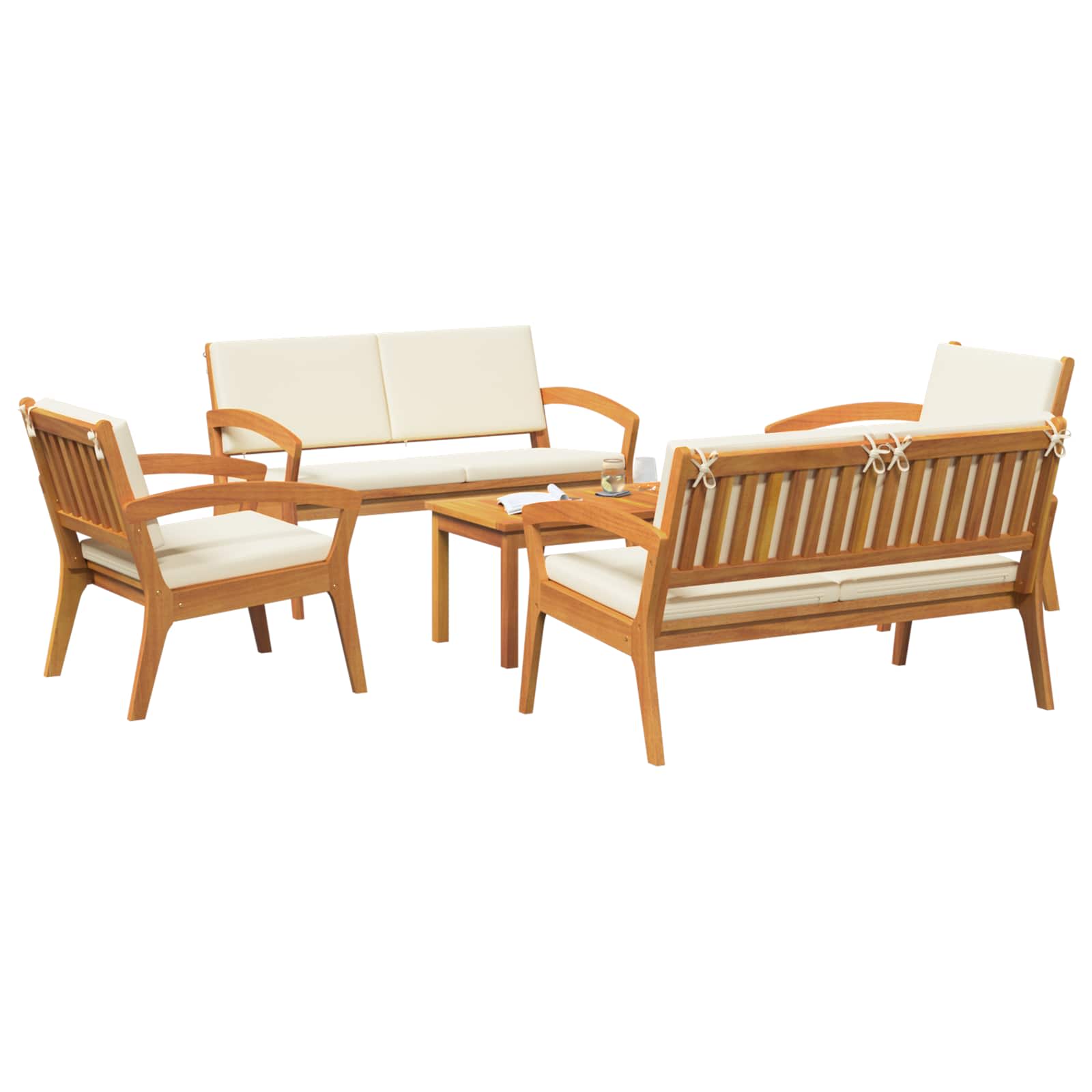 vidaXL Bistrogarnitur mit Kissen 5 pcs Braun Polyester