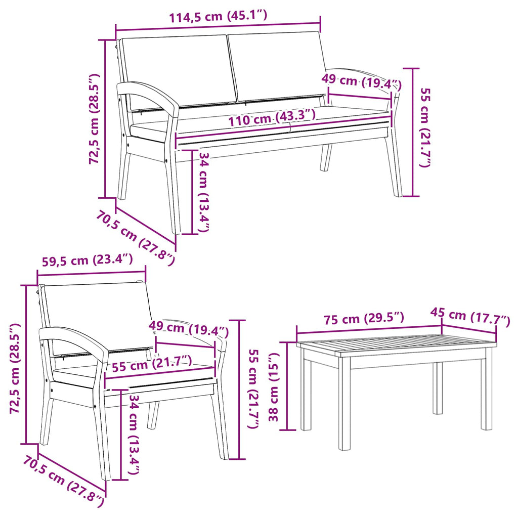 vidaXL Bistrogarnitur mit Kissen 5 pcs Braun Polyester